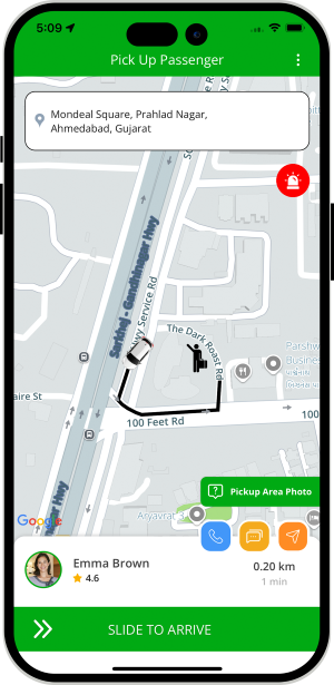 Driver updates when he arrives at pickup location