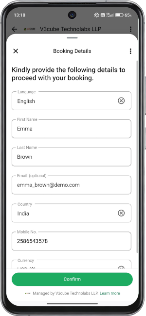 provide booking details