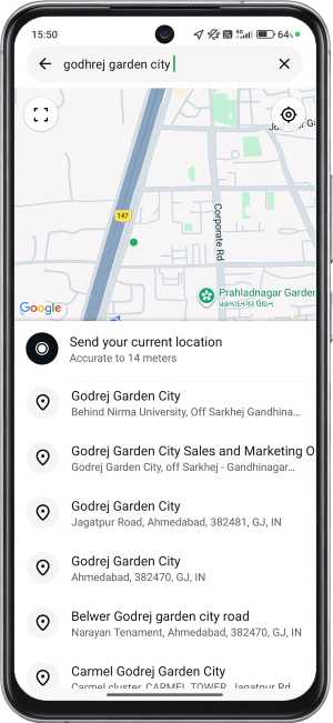 user send pick-up location
