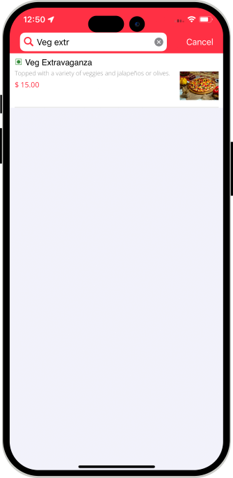 user search food items