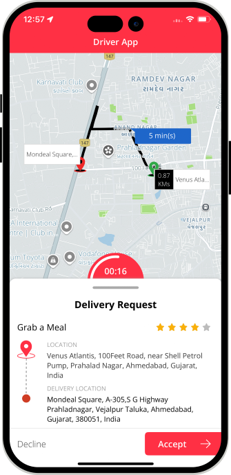 delivery driver sees request
