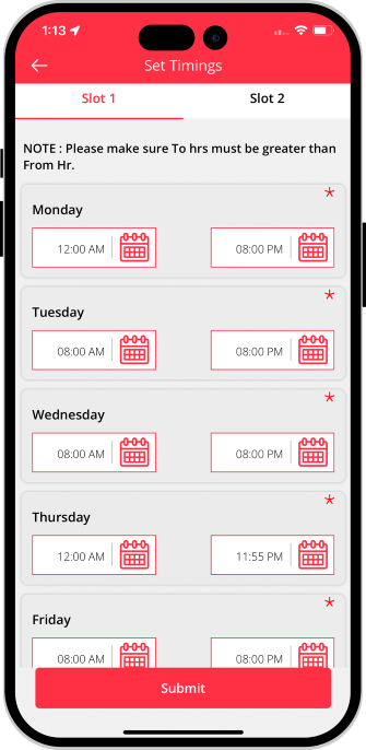 Stores set working hours