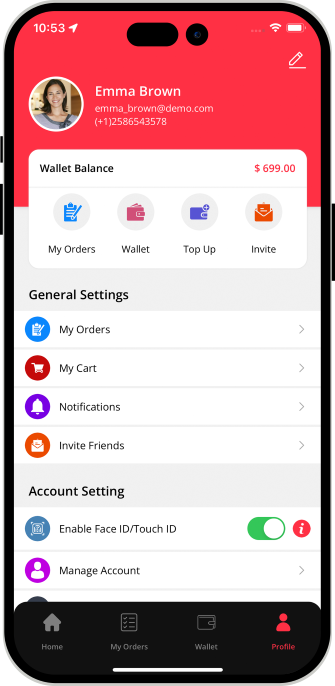 user app menu