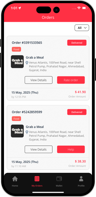 user rate & review to Restaurant / Store & driver