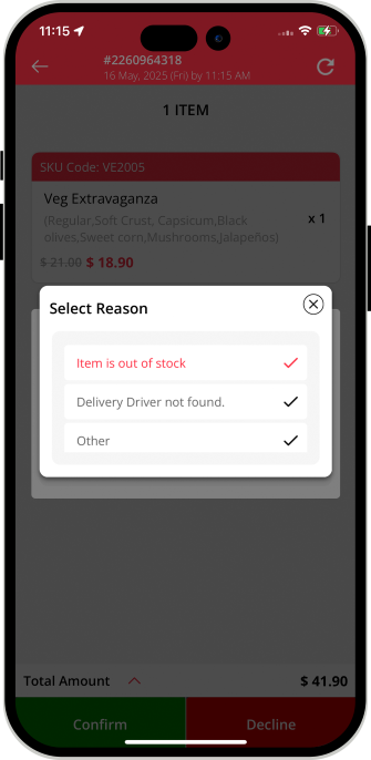 Order cancellation by Store