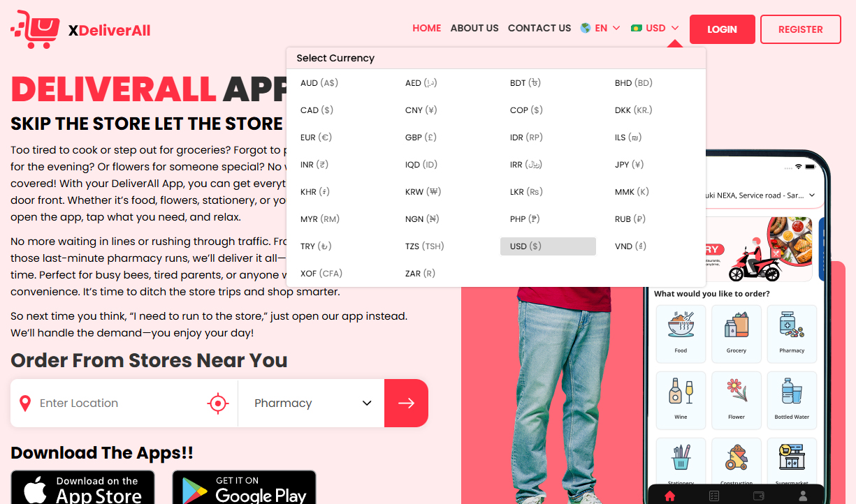 select currency
