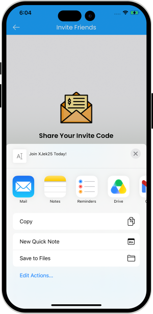 sender and driver can invite friends to join application
