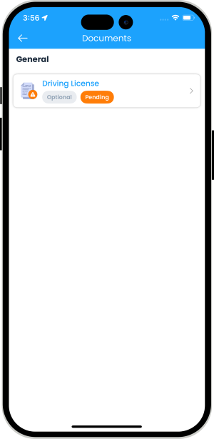Delivery Driver upload ID documents from panel