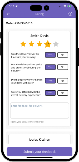 driver rate & review to customer & restaurant driver rate & review to customer & restaurant