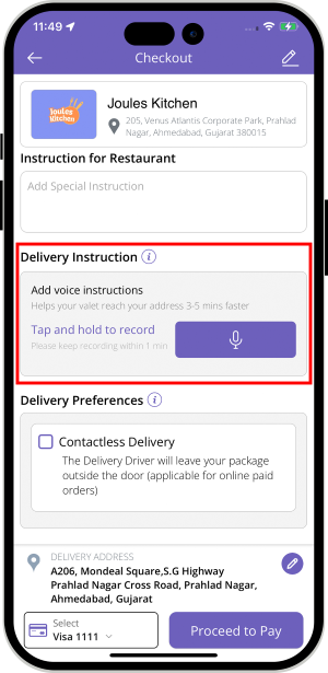 Voice Instruction for Delivery Driver Voice Instruction for Delivery Driver