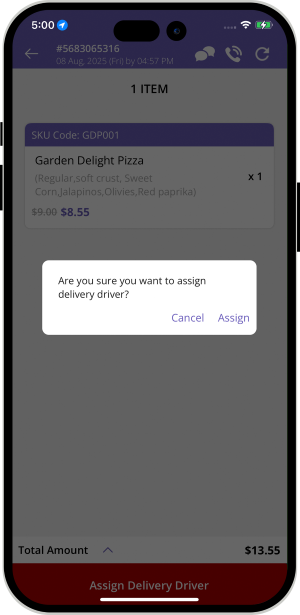 Restaurant/Store assigns to driver Restaurant/Store assigns to driver