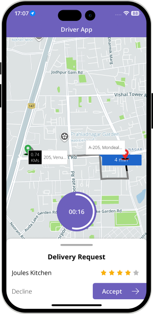delivery driver sees request delivery driver sees request