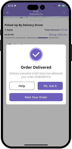 order delivered successful order delivered successful