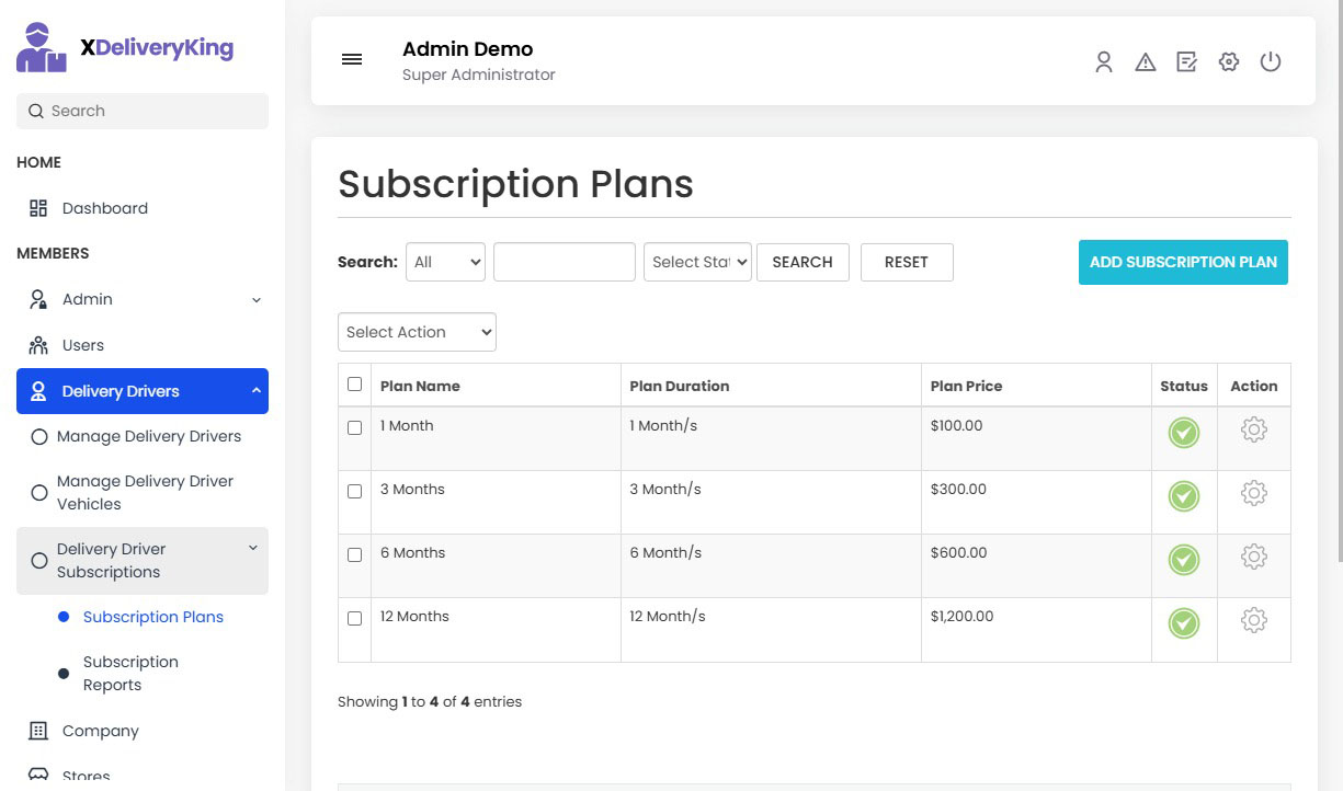 Manage Subscription Plans