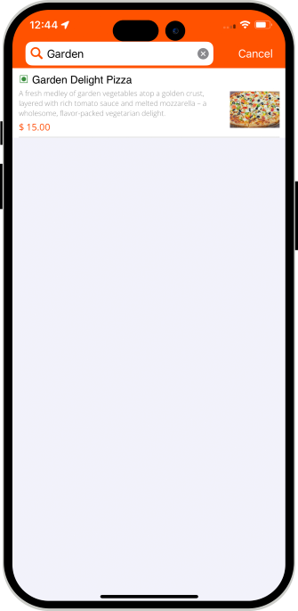user search food items