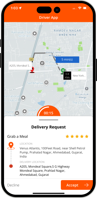 delivery driver sees request
