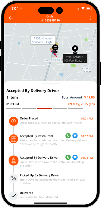 user see assigned driver for pickup of order
