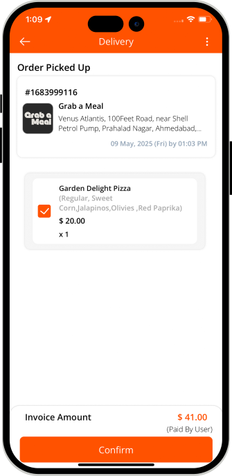 delivery driver pickup order
