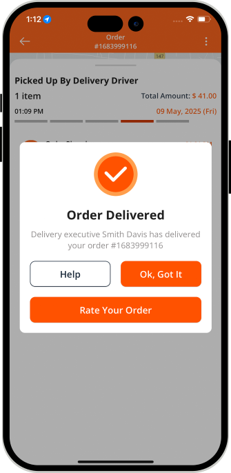 order delivered successful