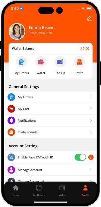 user app menu