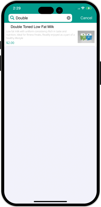 user search food items
