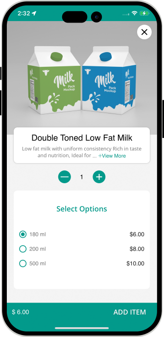 user add food item to basket