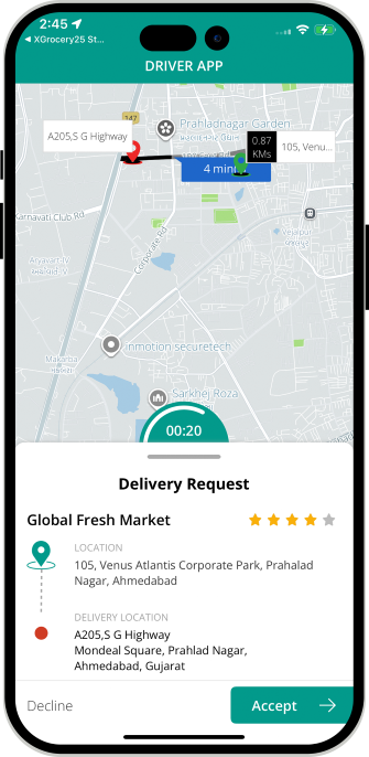 delivery driver sees request