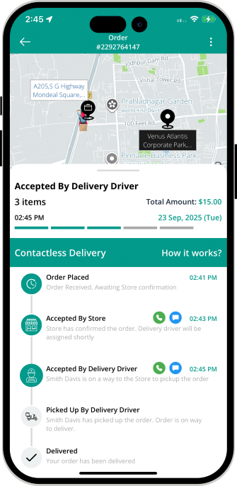user see assigned driver for pickup of order
