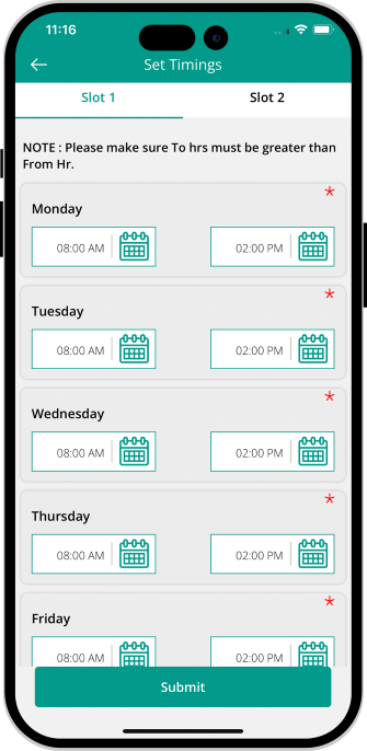 Store set working hours