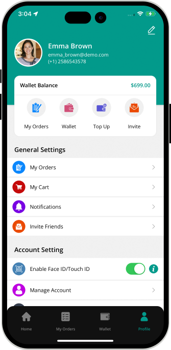 user app menu