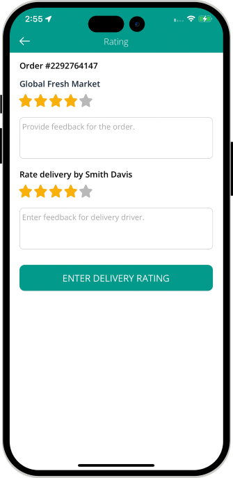user rate & review to Store & driver