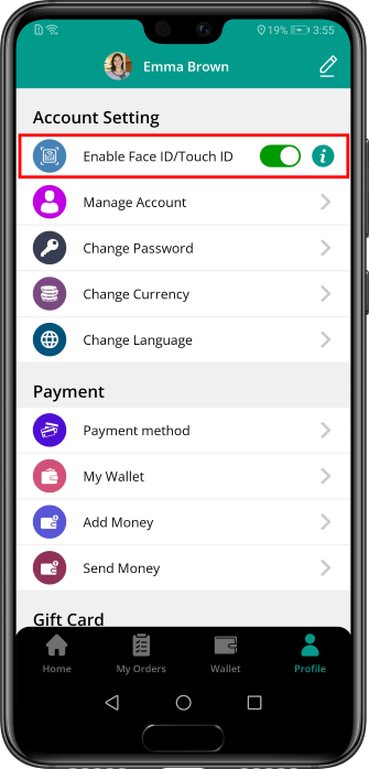 Enable/Disable FaceID/TouchID