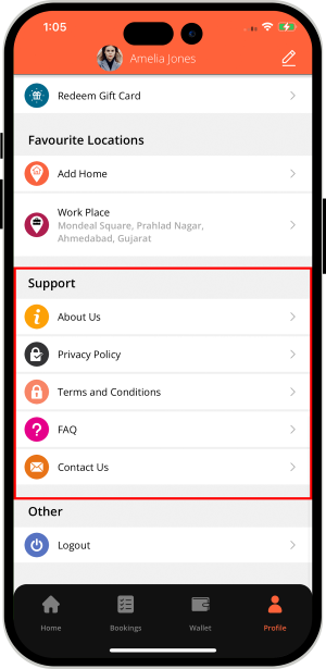 Information like About Us, Privacy Policy, Terms and Conditions, Contact US and FAQ.