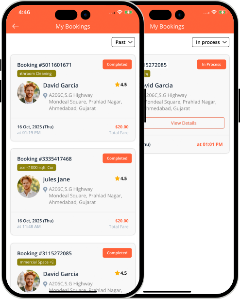 user app login and registration screen