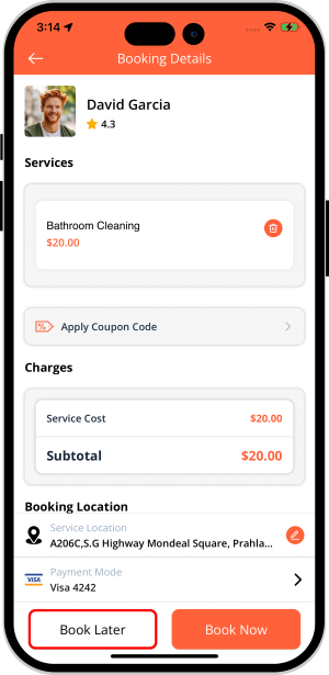 Select booking location