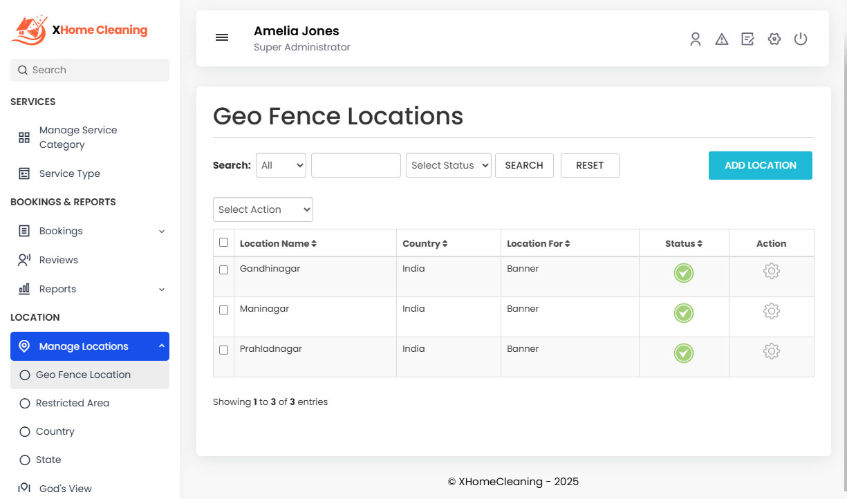 Geo Fence Locations Management