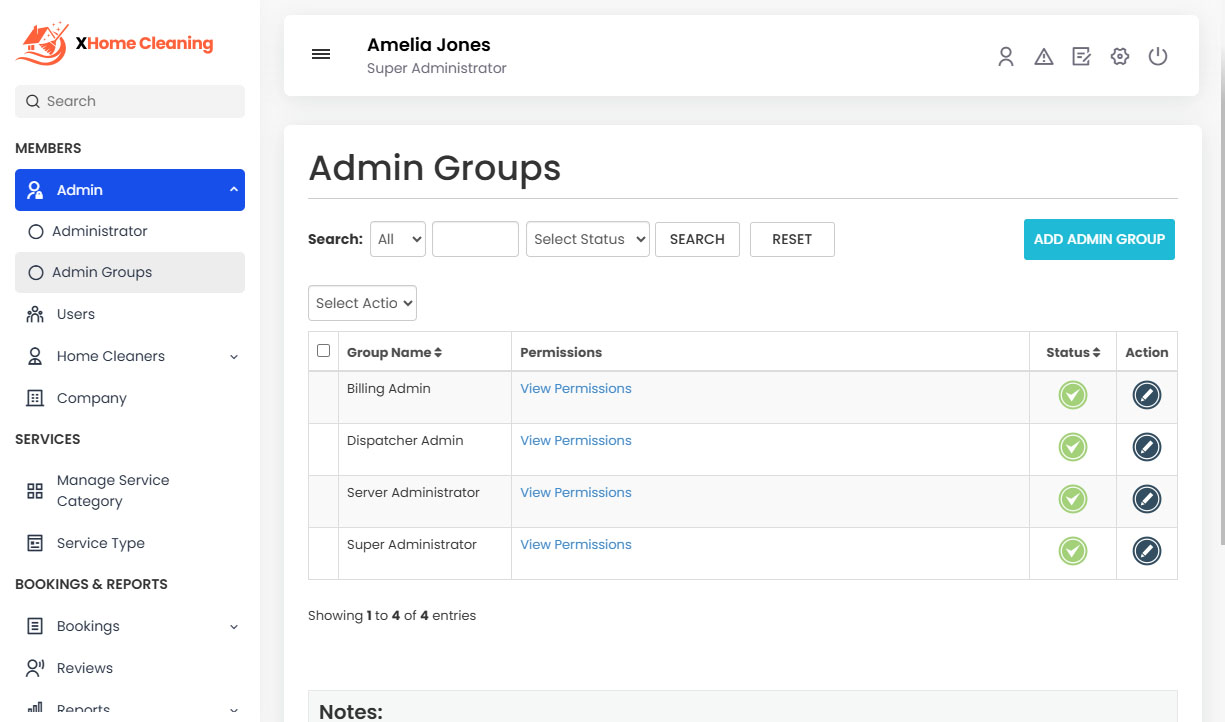 Manage Admin Groups