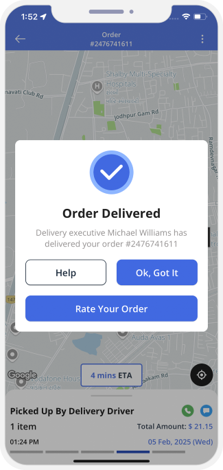 order delivered successful