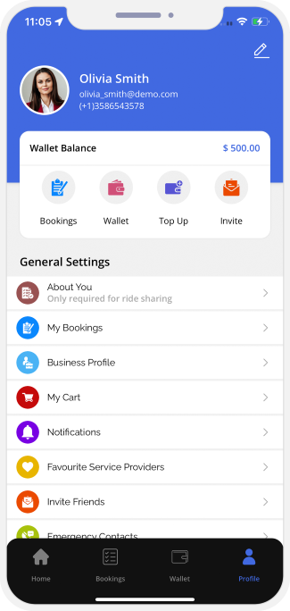 user app menu