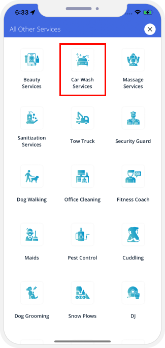 choose service categories