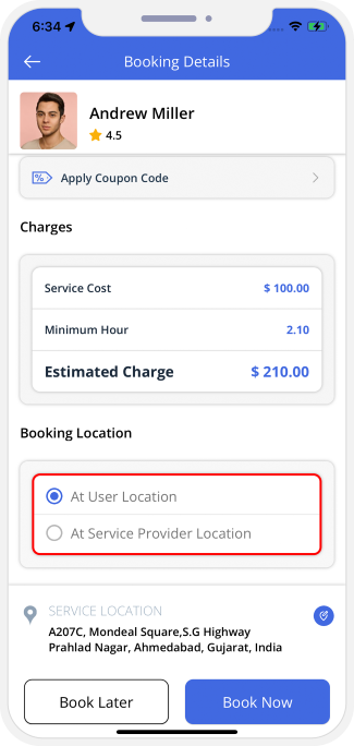 Select booking location