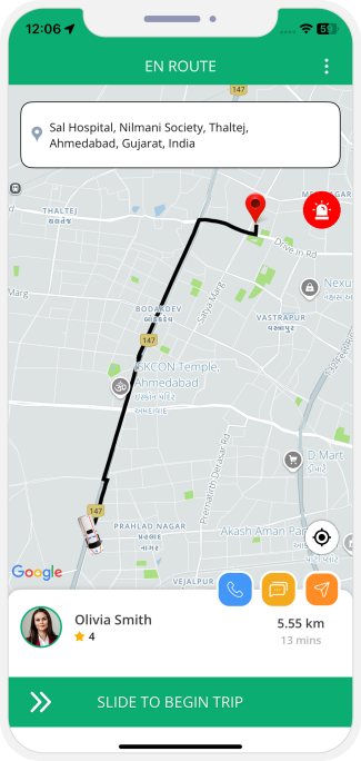 rider get notification for trip started