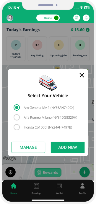 Select booking location