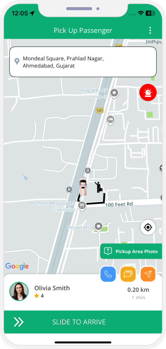 Driver can see the pickup location on a map