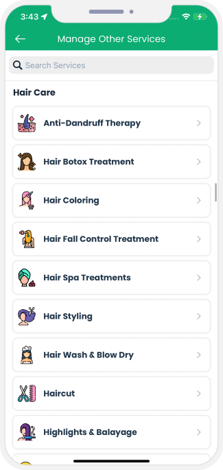 choose service categories