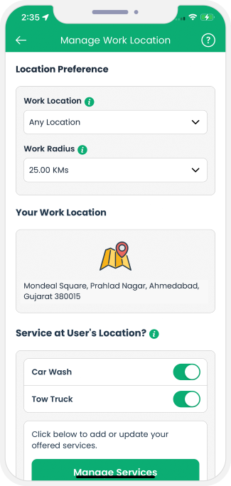 provider manage work location