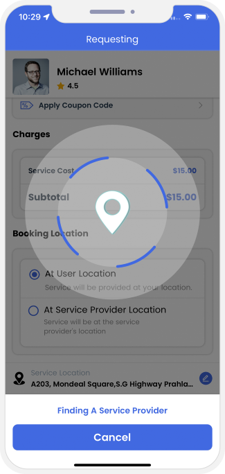 Select booking location