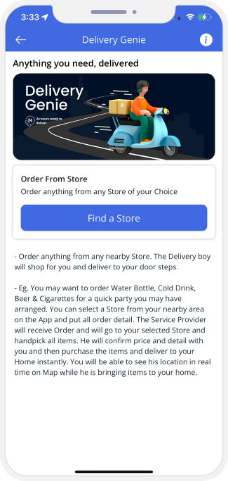 Delivery Genie Landing Screen