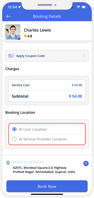 Select booking location