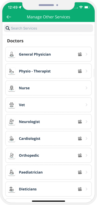 choose service categories
